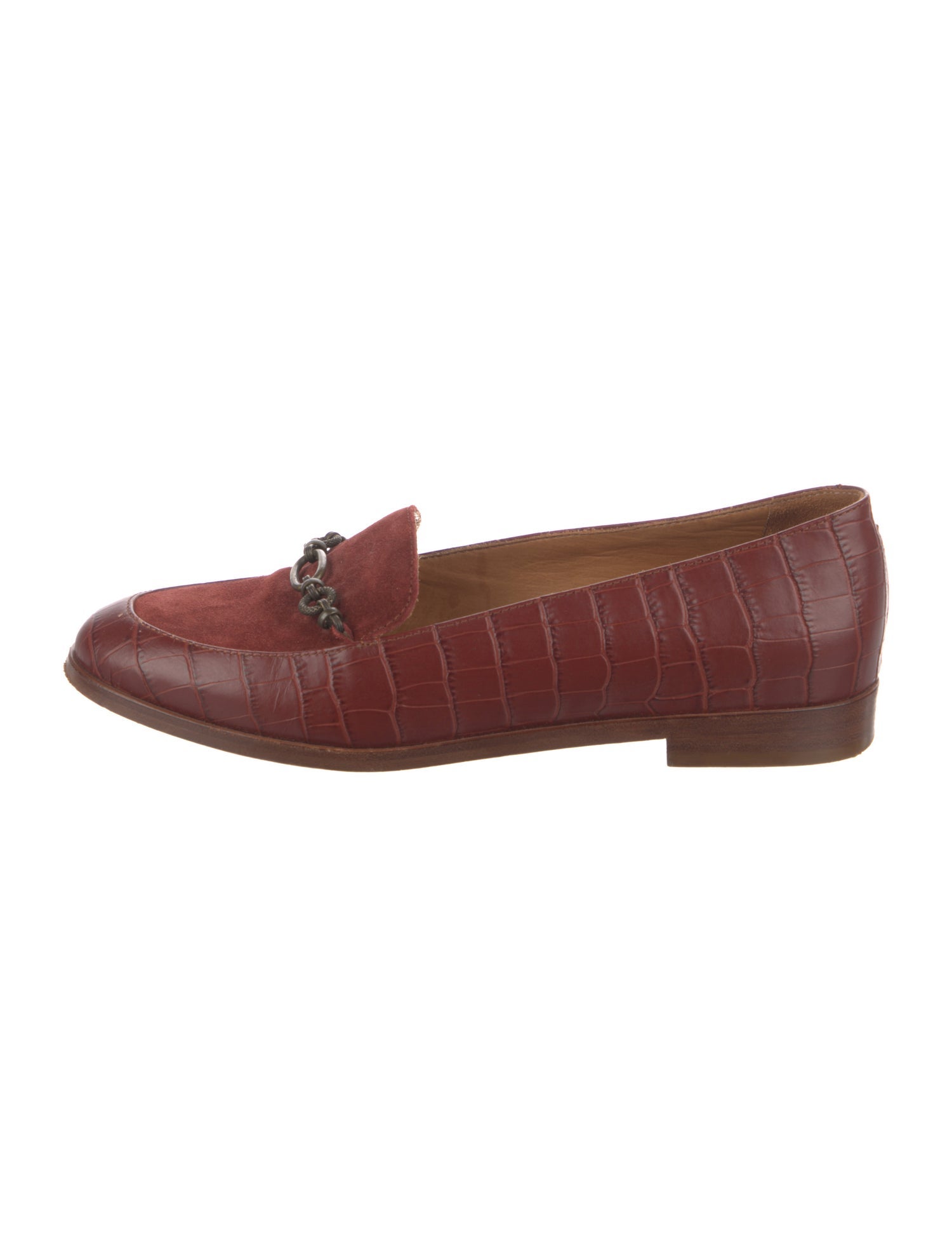 Sézane Embossed Leather Tassel Accents Loafers