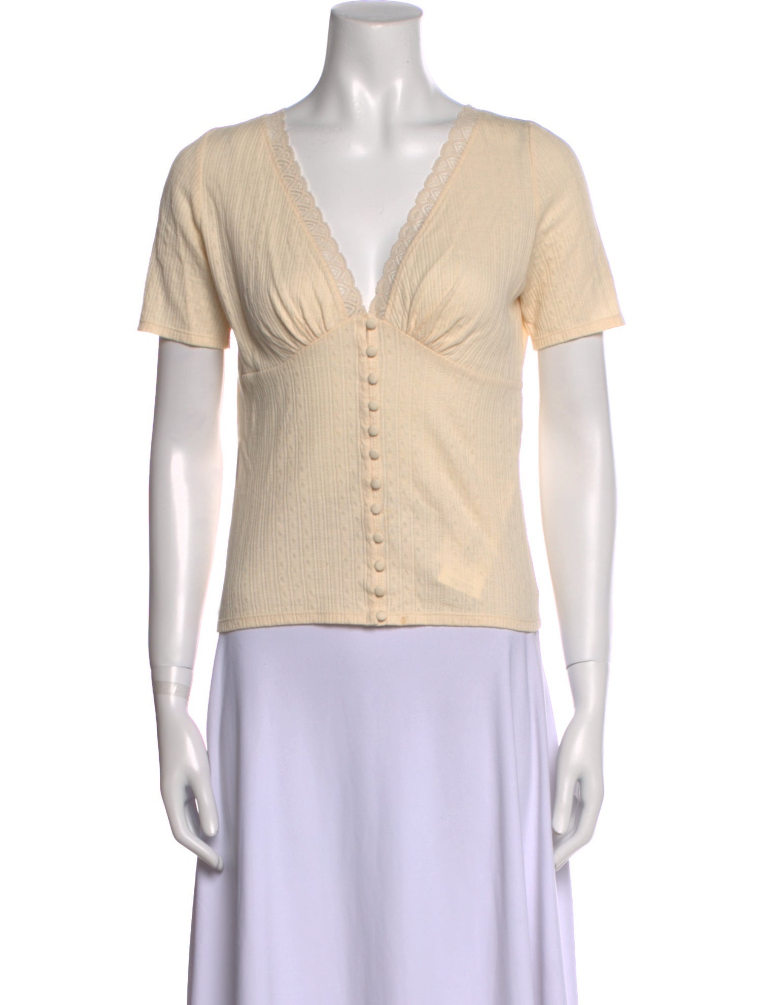 Sézane V-Neck Short Sleeve Top