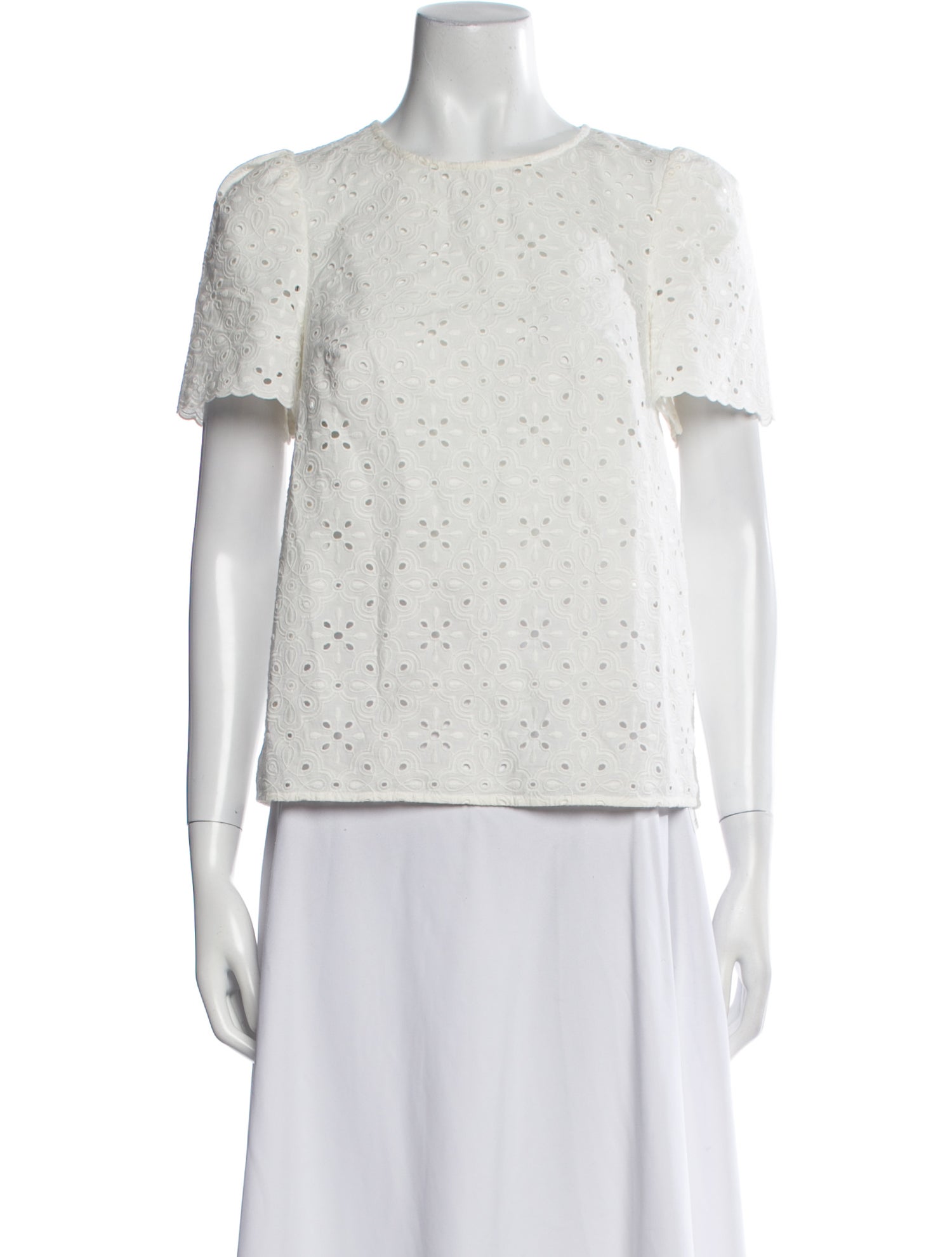 Sézane Lace Pattern Crew Neck Top