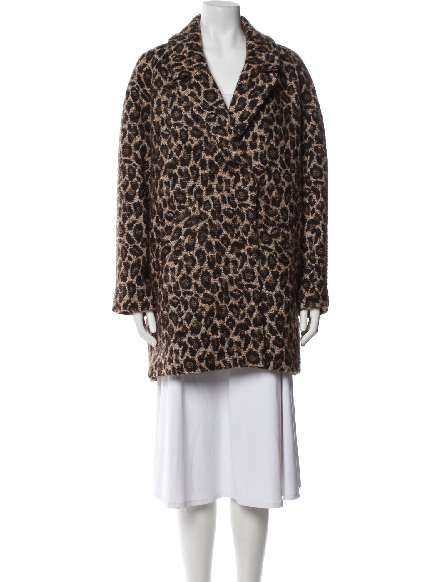 Sézane Animal Print Faux Fur Coat