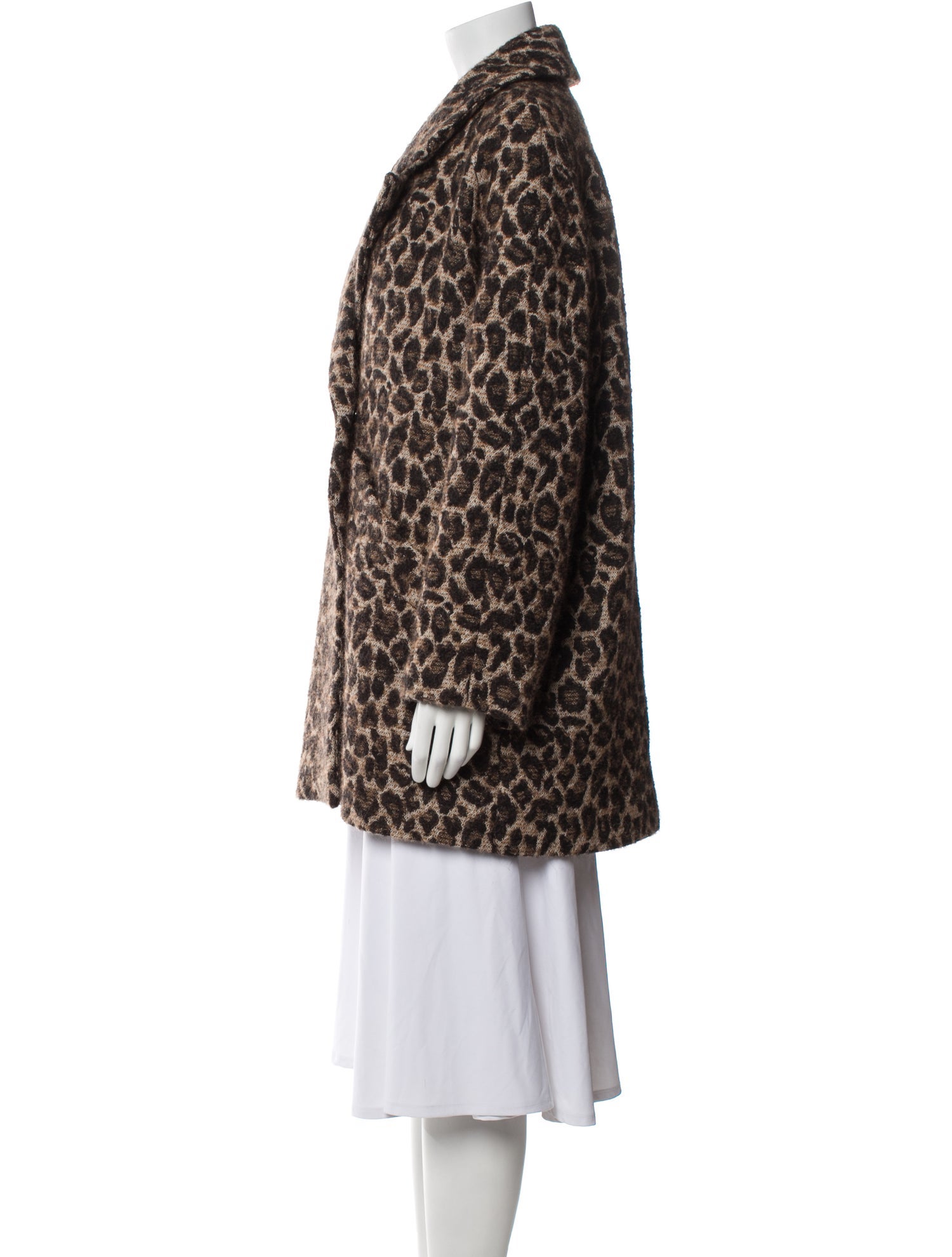 Sézane Animal Print Faux Fur Coat