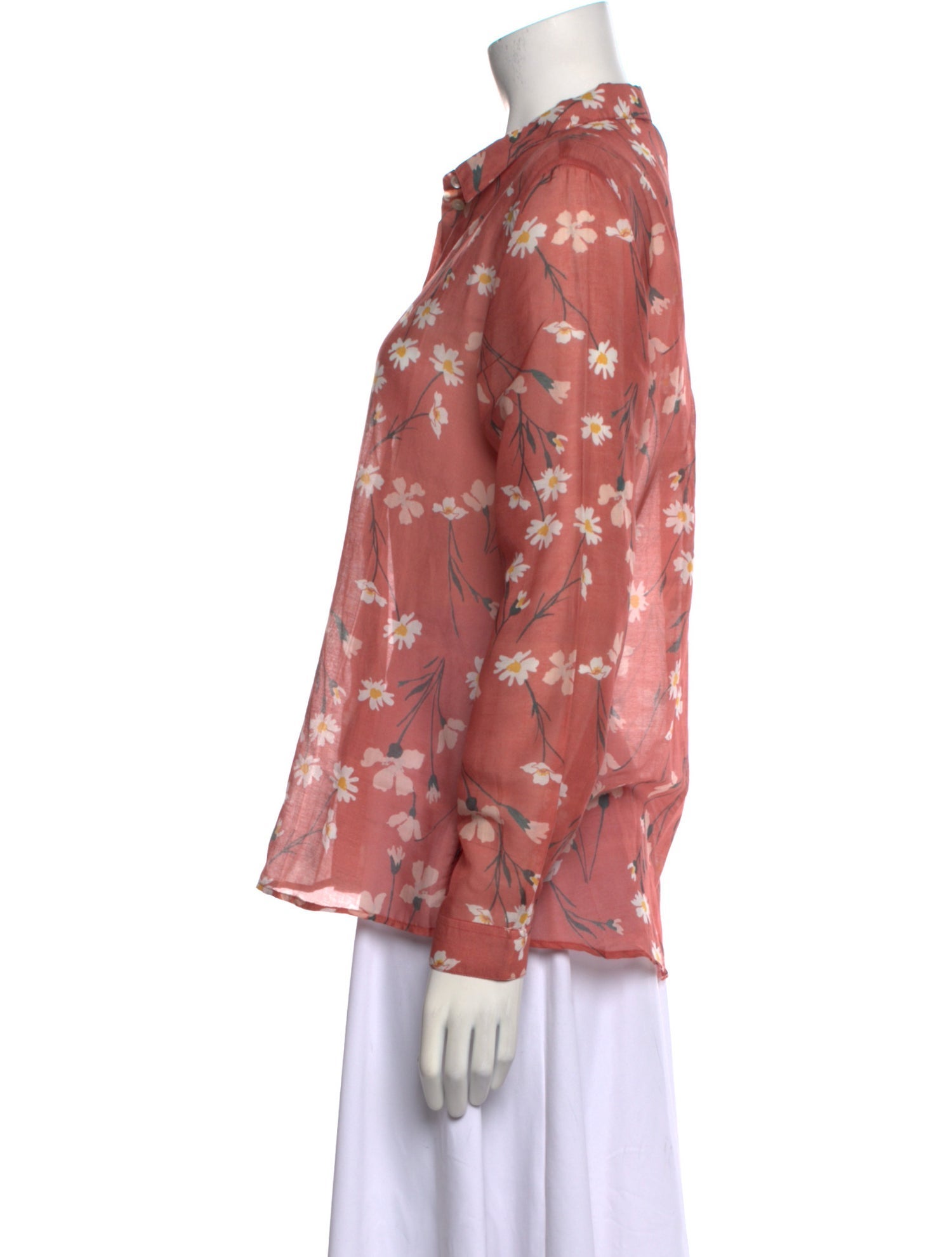 Sézane Floral Print Long Sleeve Button-Up Top