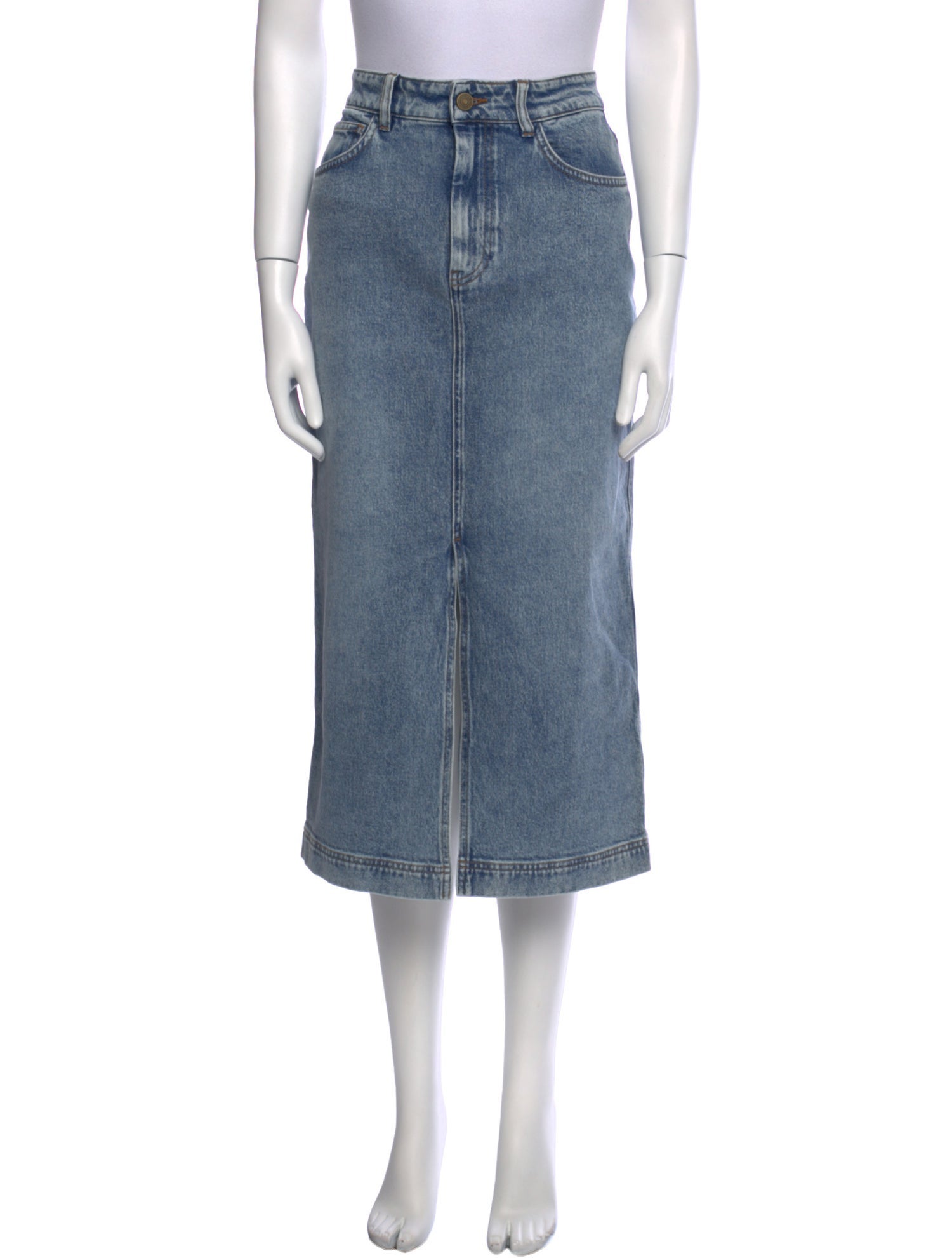 Sézane Distressed Accents Midi Length Skirt