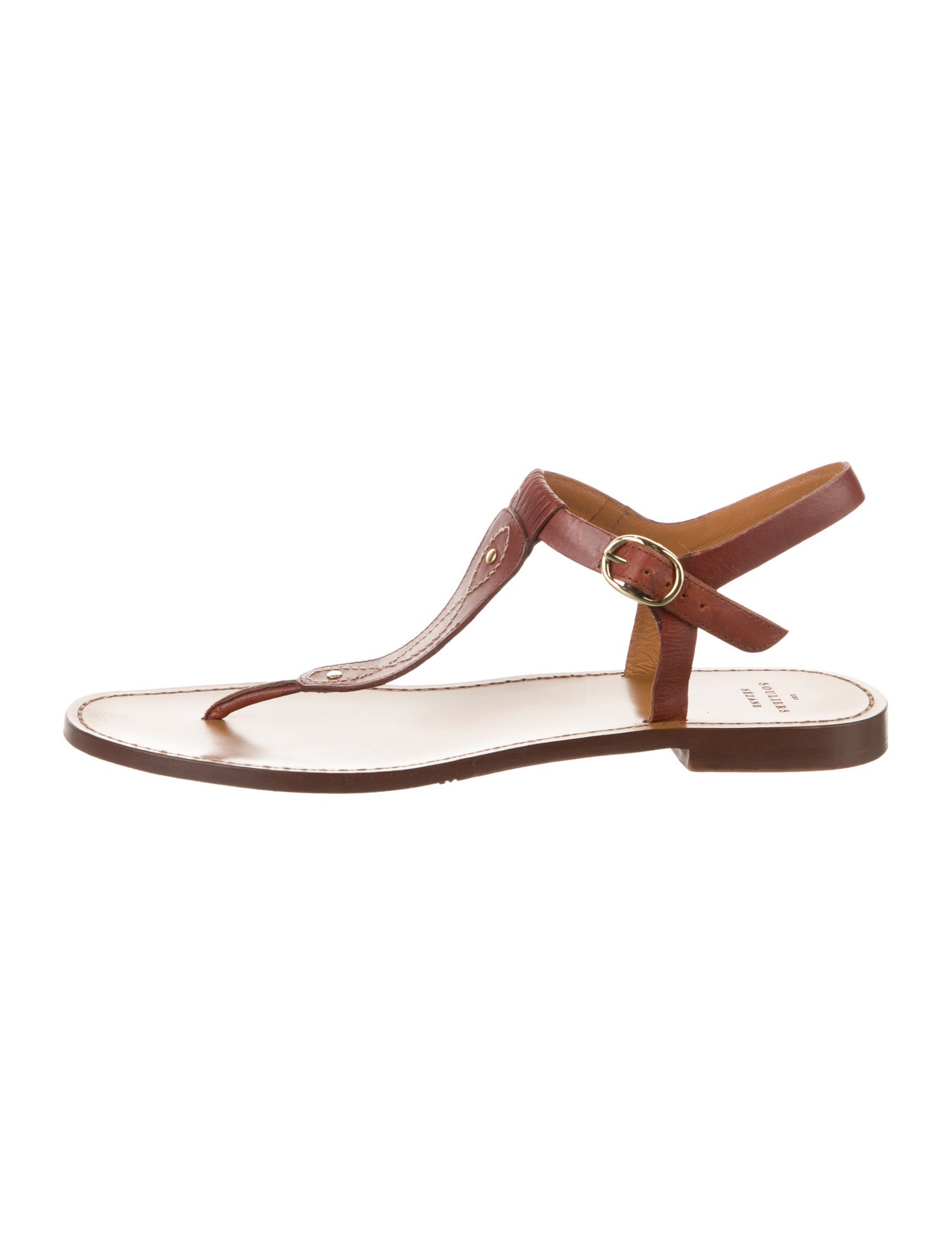 Sézane Leather T-Strap Sandals