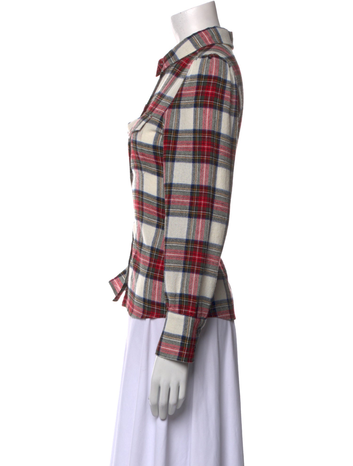 Sézane Plaid Print Long Sleeve Button-Up Top