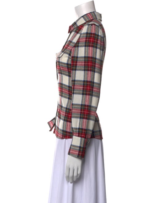 Sézane Plaid Print Long Sleeve Button-Up Top