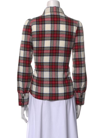 Sézane Plaid Print Long Sleeve Button-Up Top