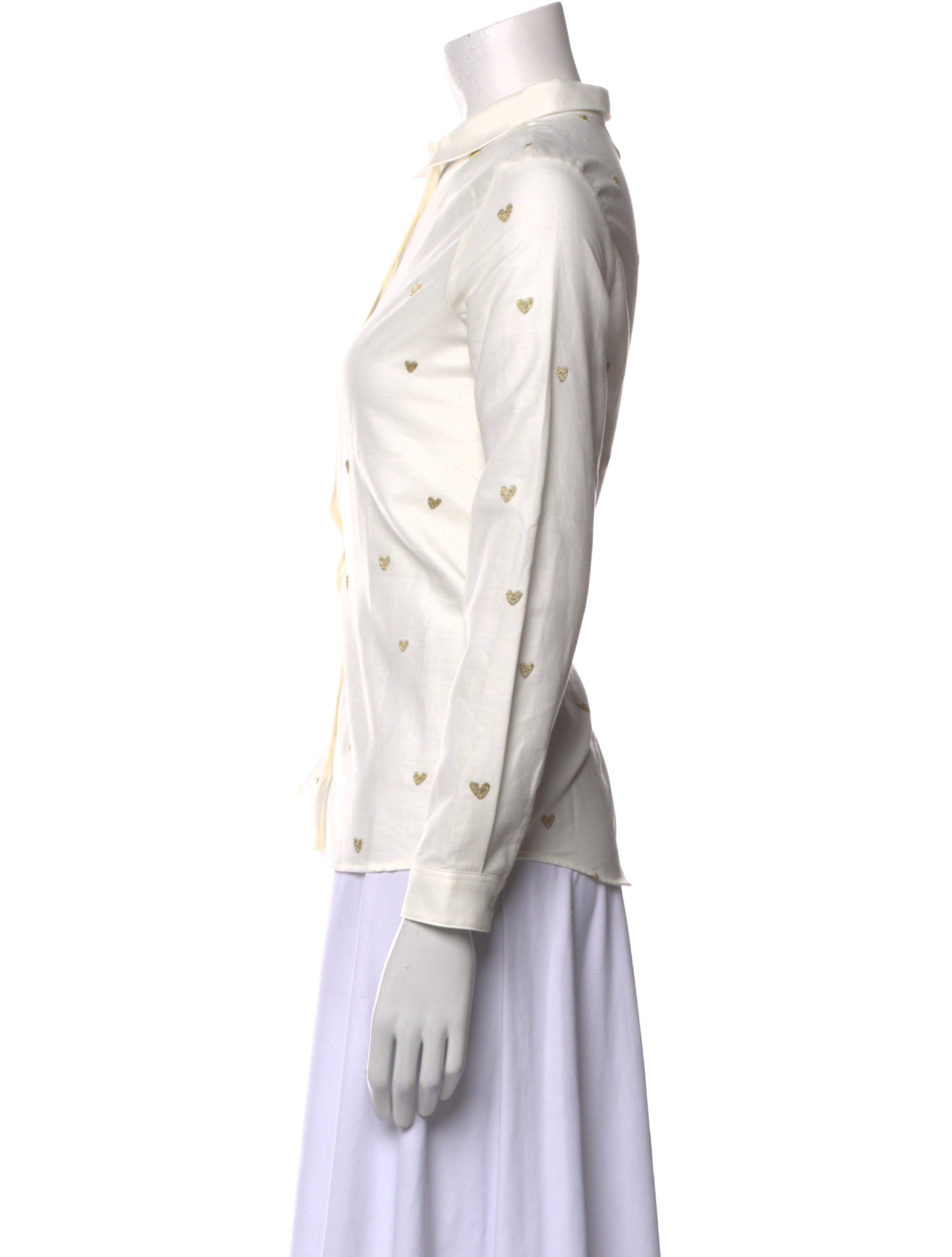 Sézane Printed Long Sleeve Button-Up Top