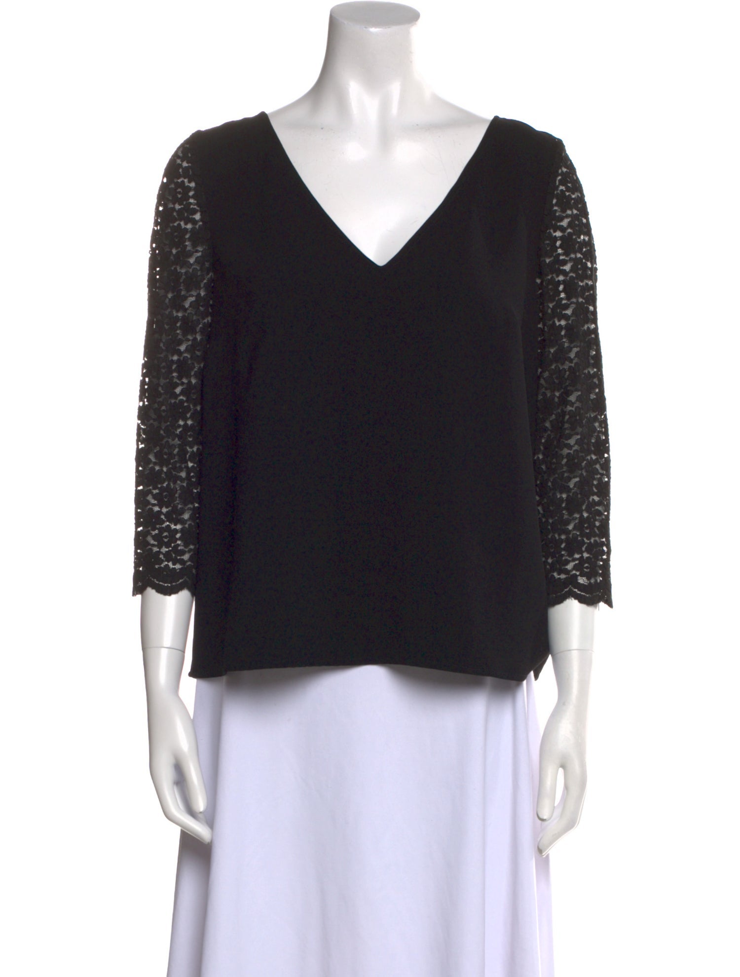 Sézane V-Neck Three-Quarter Sleeve Top