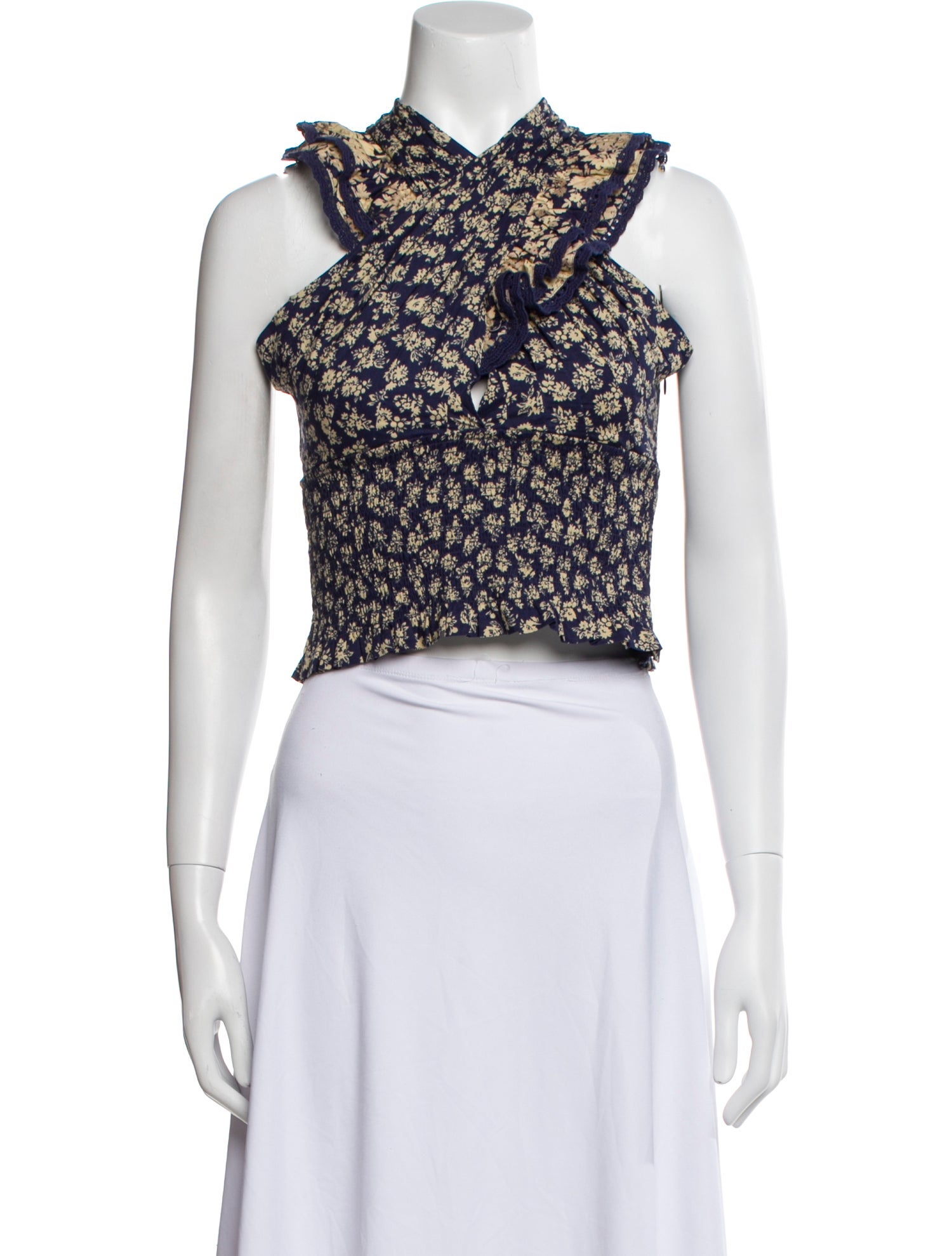 Sézane Floral Print Mock Neck Crop Top w/ Tags