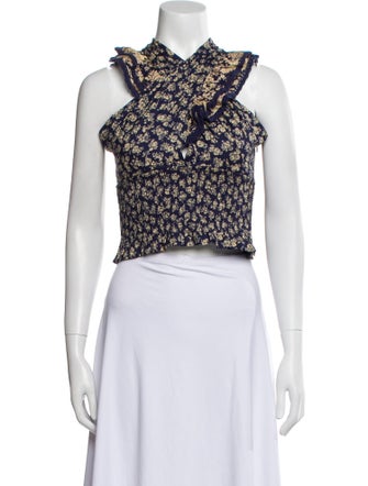 Sézane Floral Print Mock Neck Crop Top w/ Tags