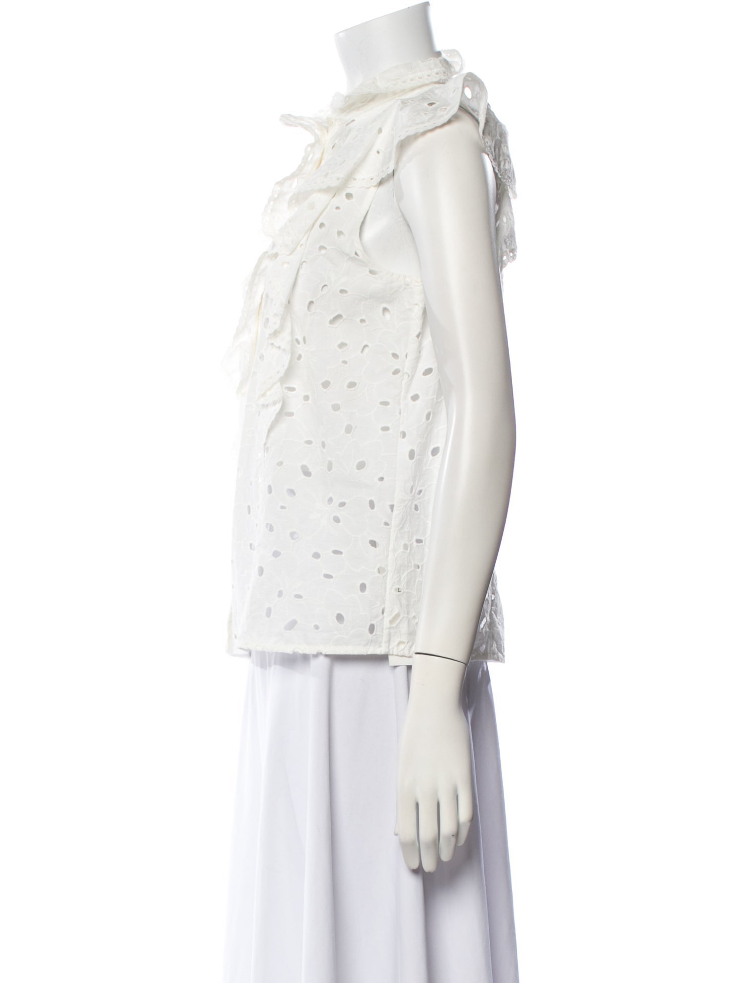 Sézane Mock Neck Short Sleeve Blouse