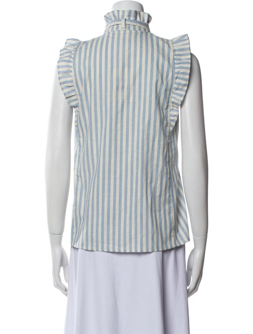 Sézane Striped Mock Neck Button-Up Top