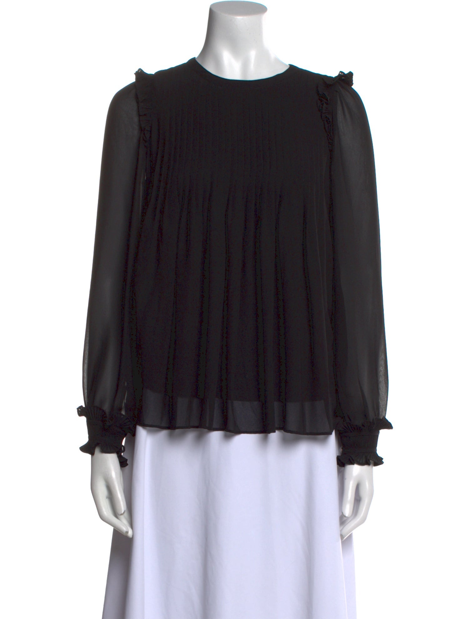 Sézane Crew Neck Long Sleeve Blouse