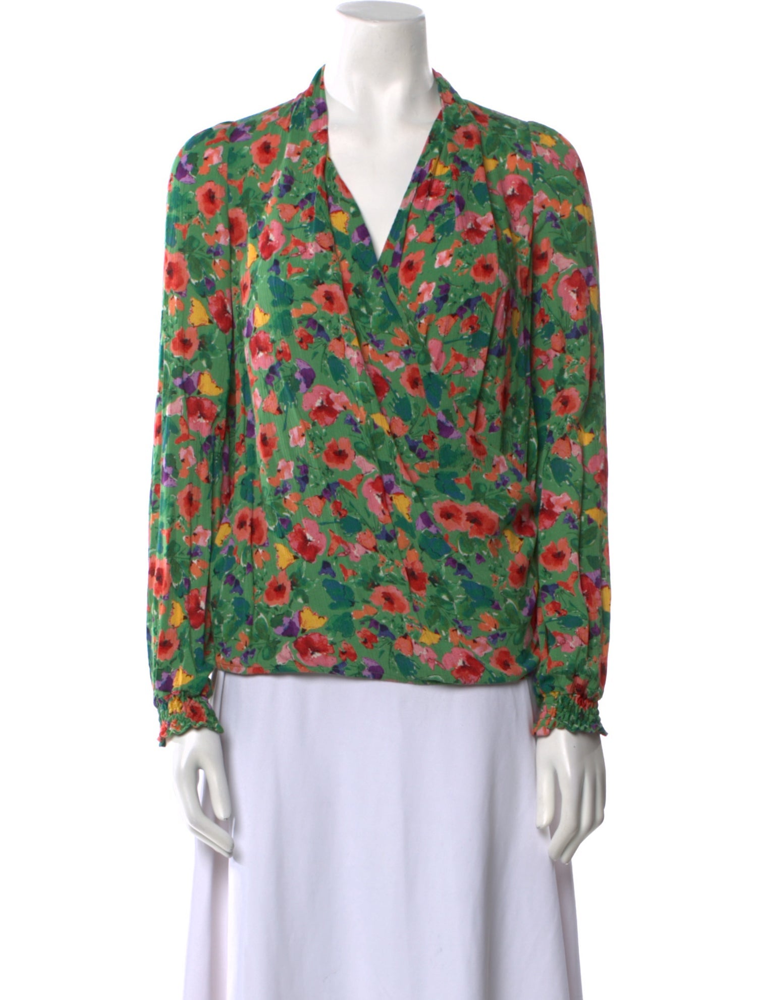 Sézane Floral Print V-Neck Blouse