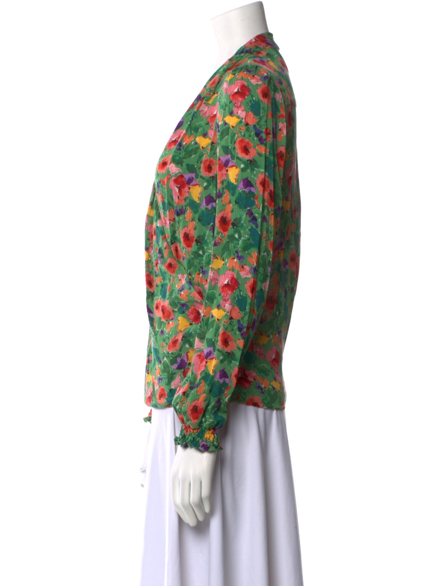 Sézane Floral Print V-Neck Blouse