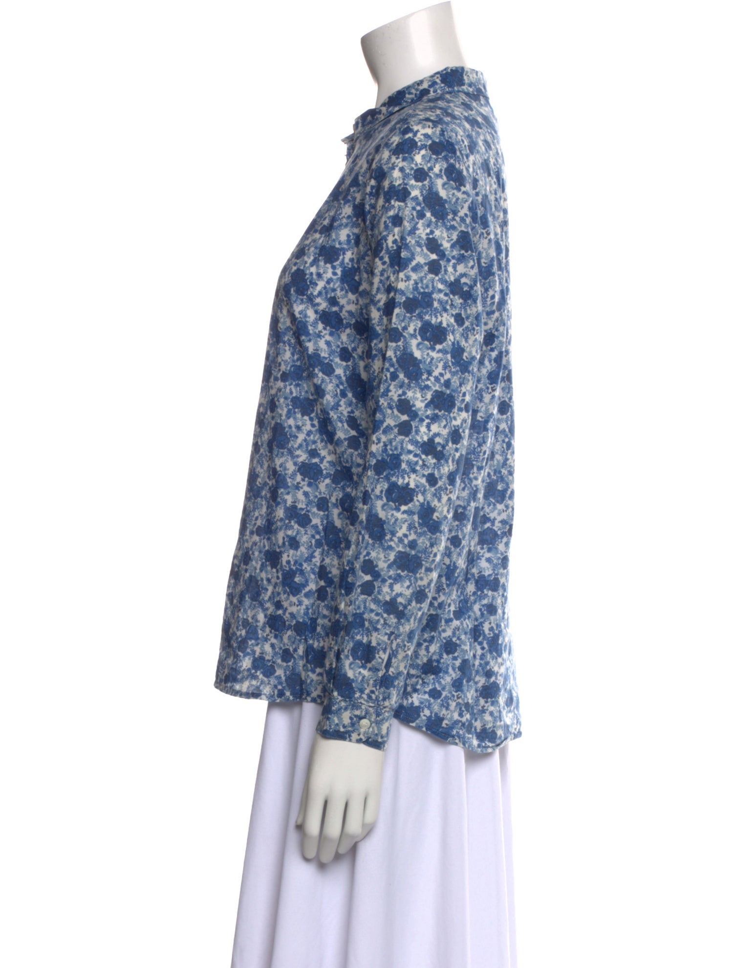 Sézane Floral Print Long Sleeve Button-Up Top