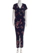 Sézane Silk Floral Print Jumpsuit