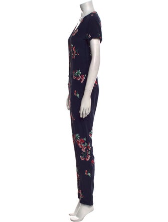 Sézane Silk Floral Print Jumpsuit