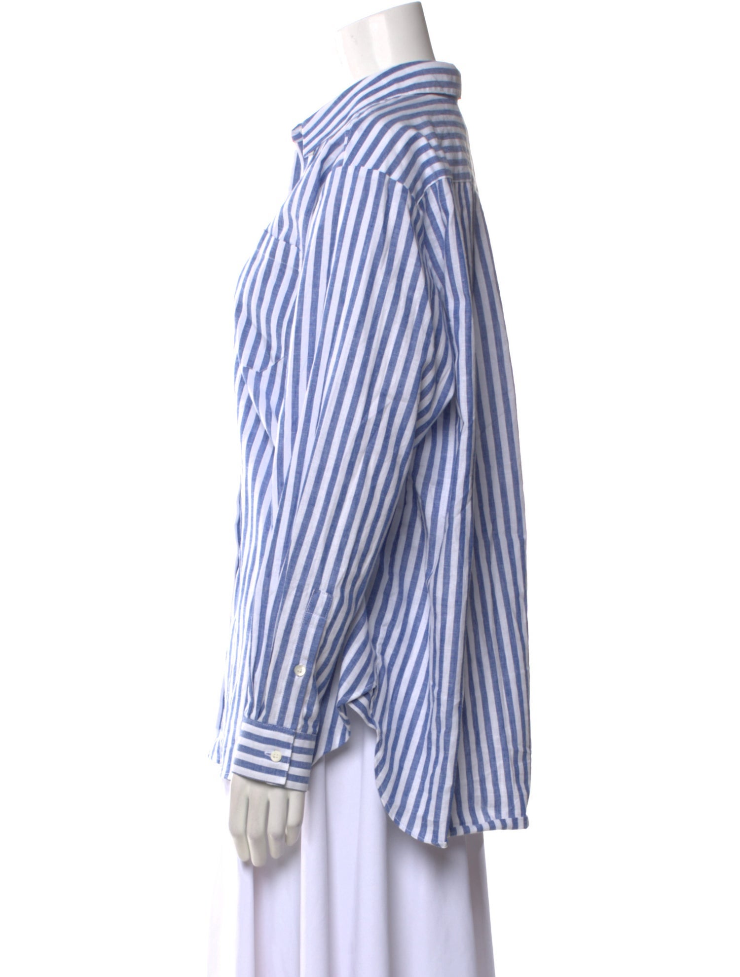 Sézane Striped Long Sleeve Button-Up Top