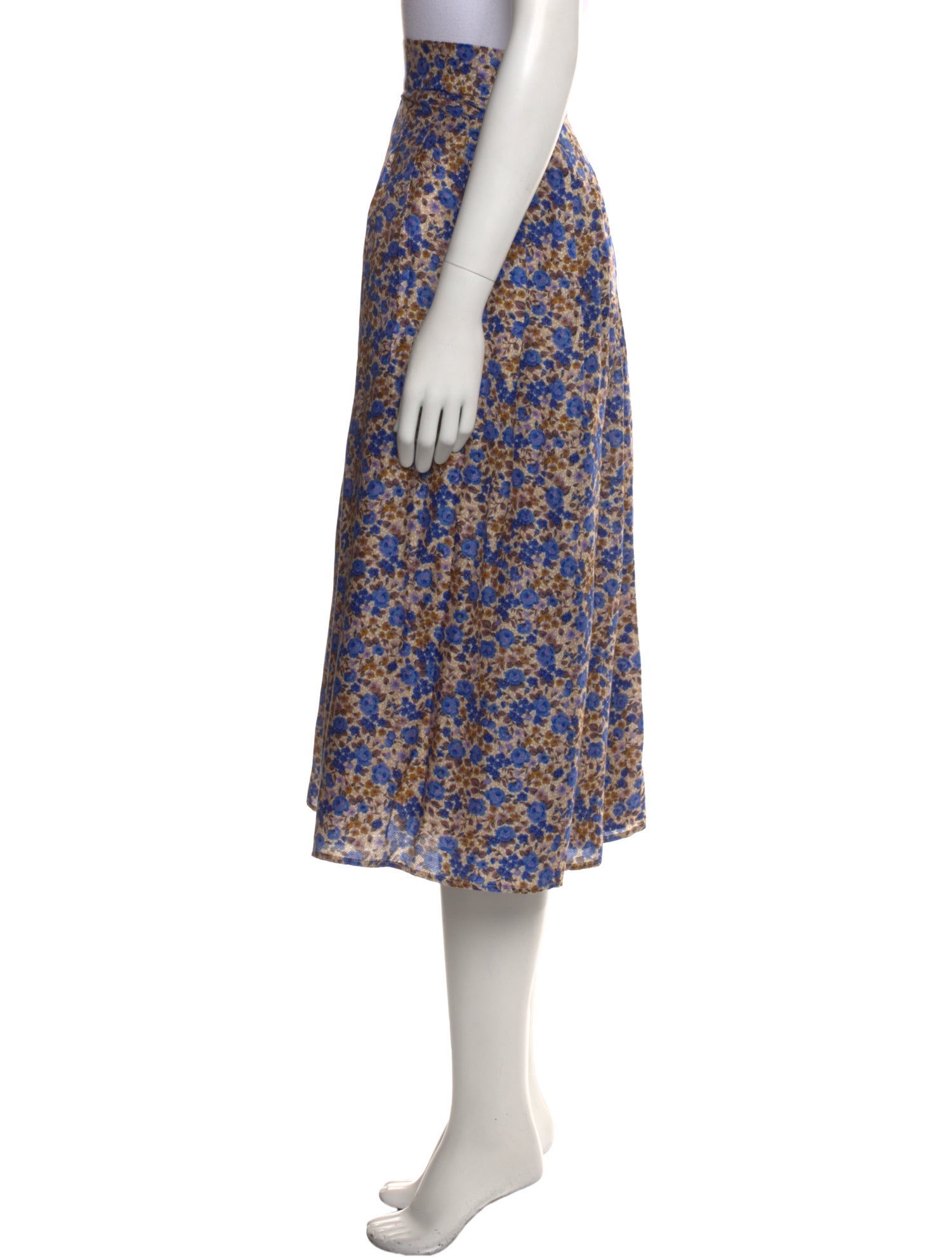 Sézane Floral Print Midi Length Skirt