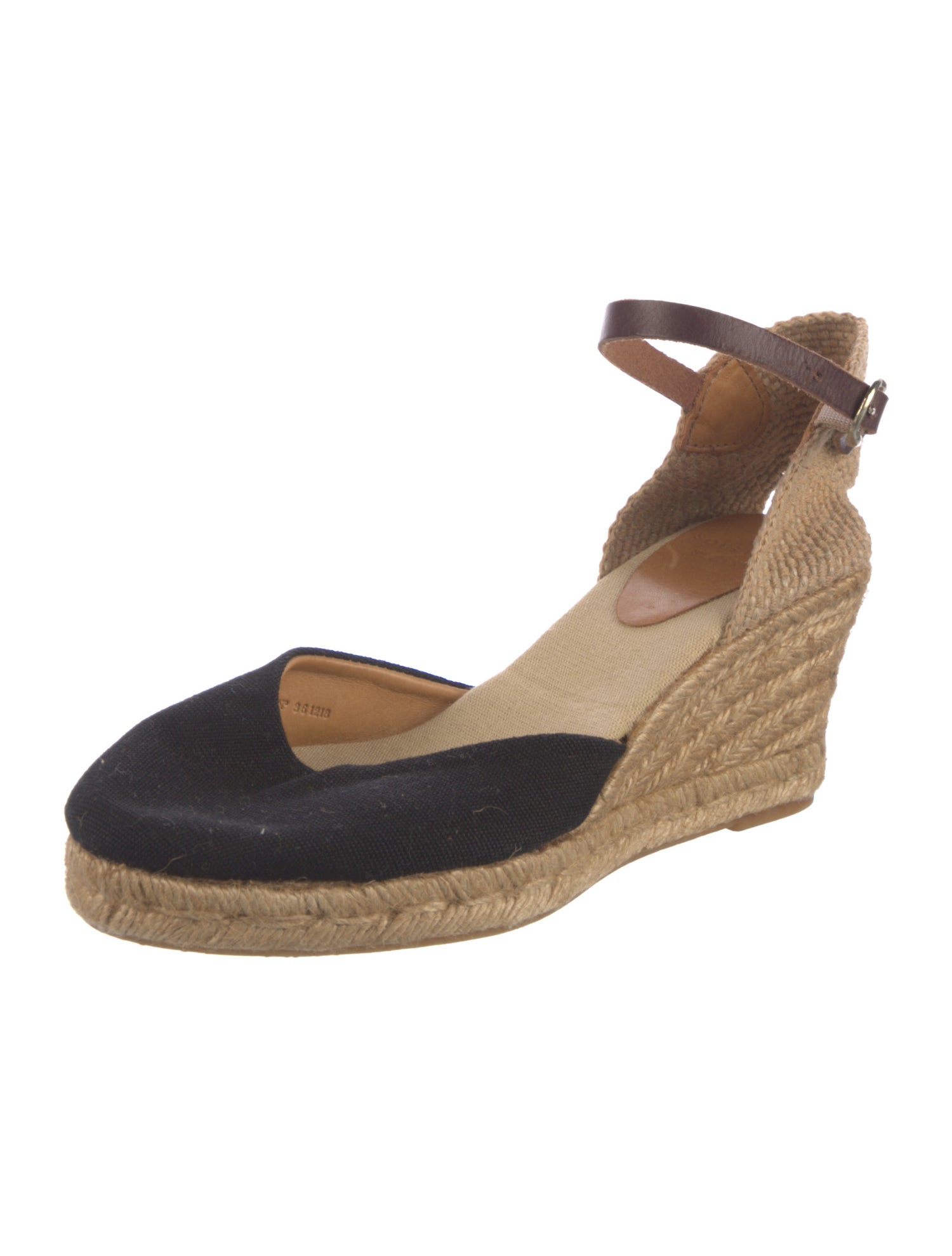 Sézane Canvas Leather Trim Embellishment D'Orsay Pumps