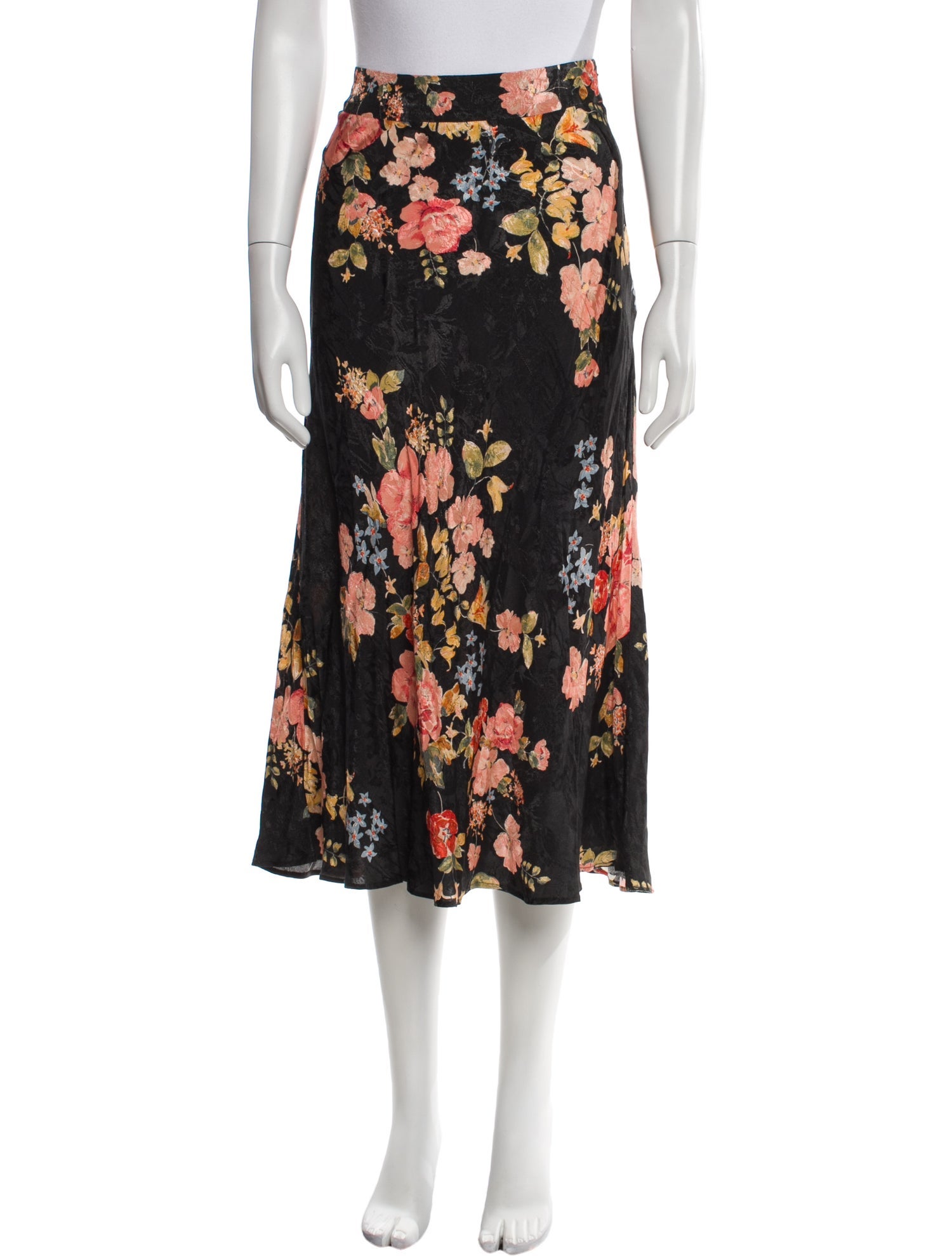 Sézane Floral Print Midi Length Skirt