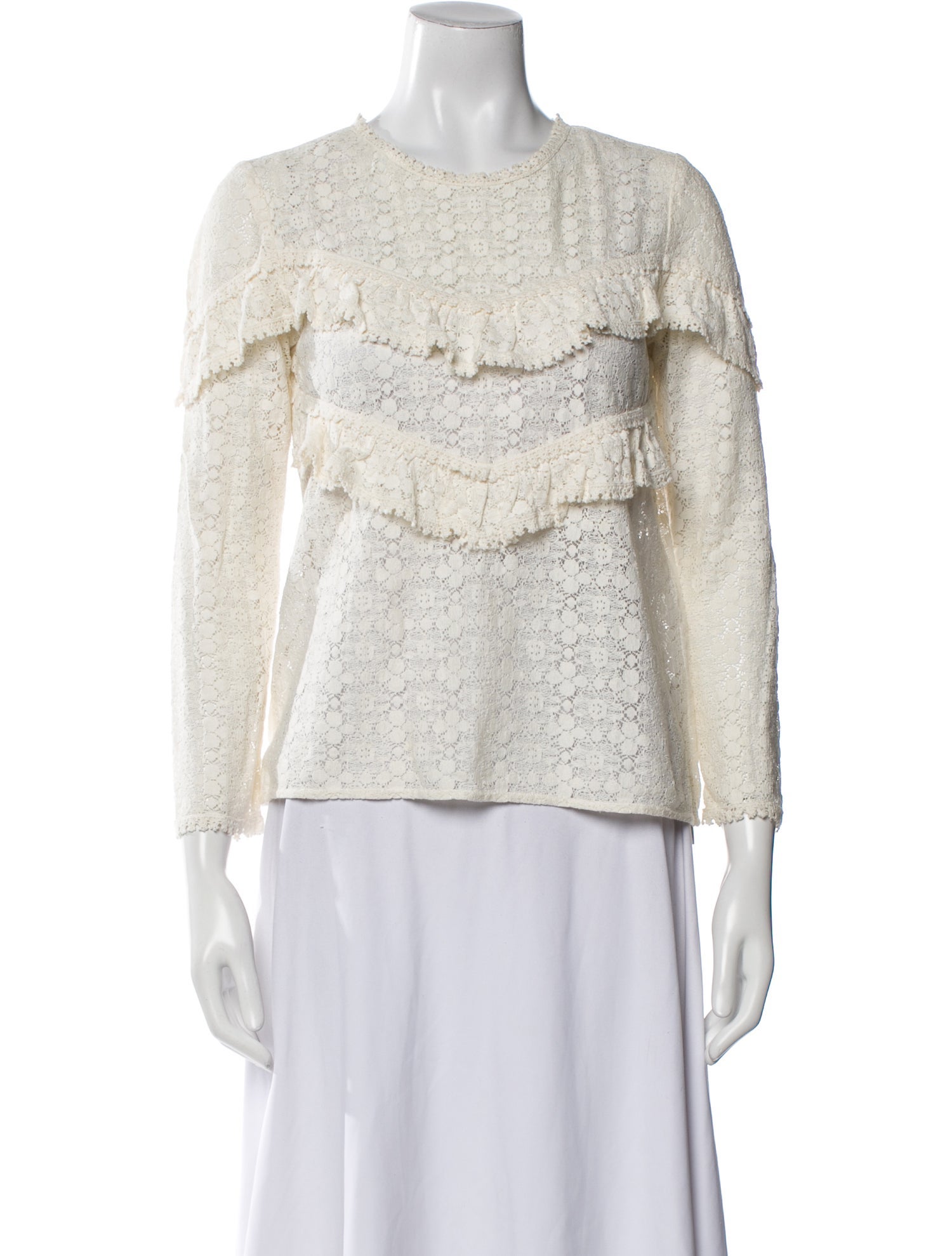 Sézane Crew Neck Three-Quarter Sleeve Top