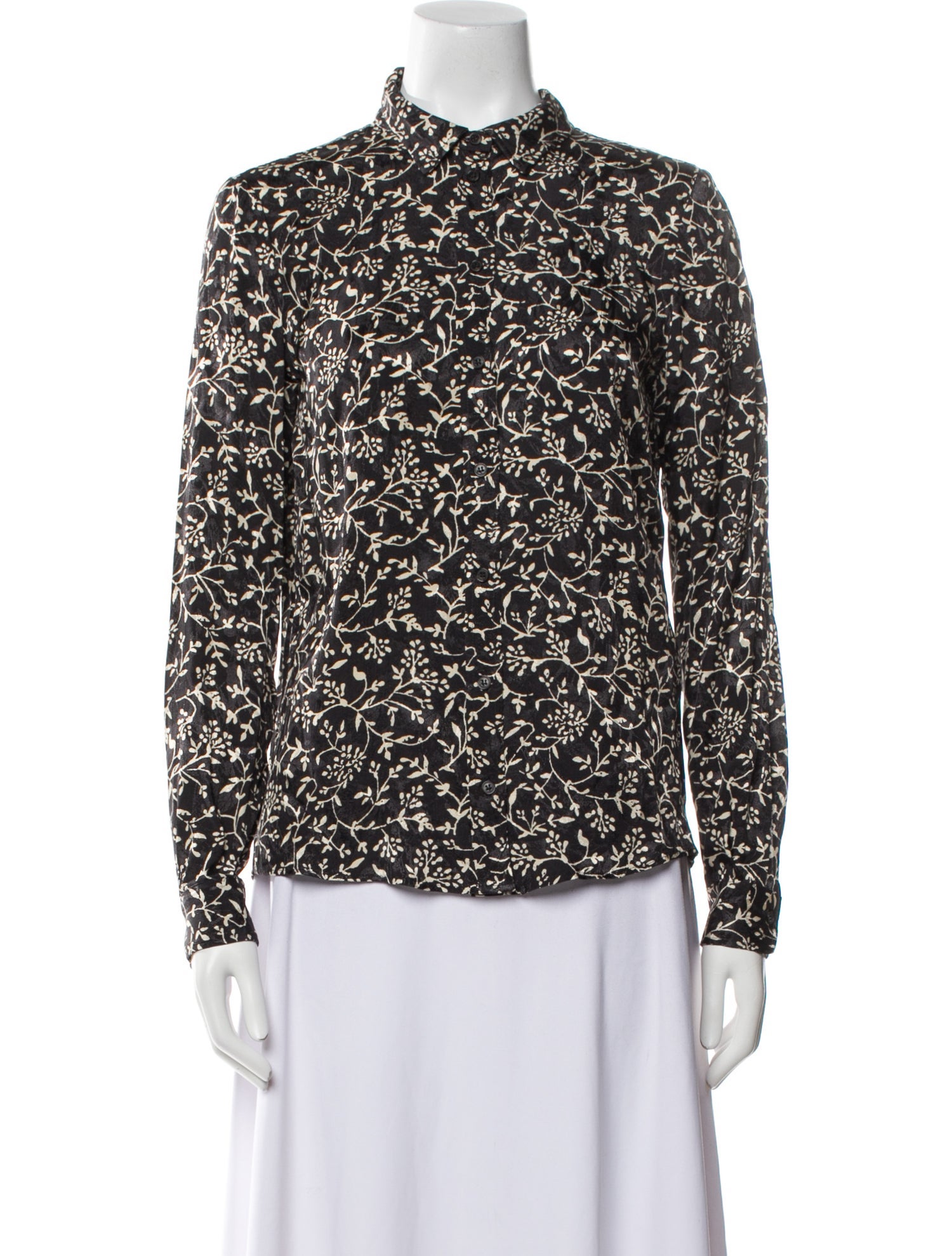 Sézane Printed Mock Neck Blouse