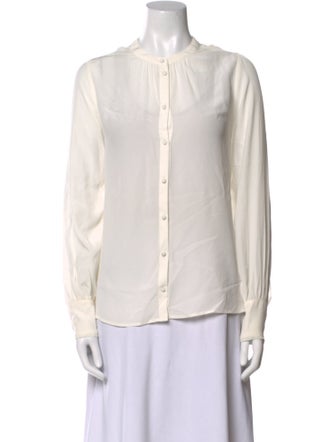Sézane Silk Crew Neck Button-Up Top