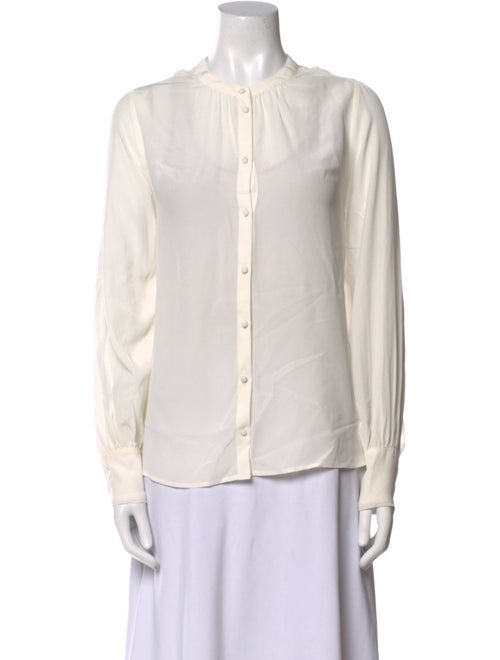 Sézane Silk Crew Neck Button-Up Top
