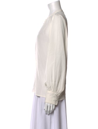 Sézane Silk Crew Neck Button-Up Top