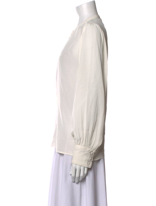 Sézane Silk Crew Neck Button-Up Top