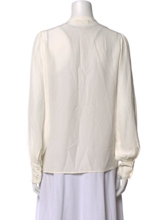 Sézane Silk Crew Neck Button-Up Top
