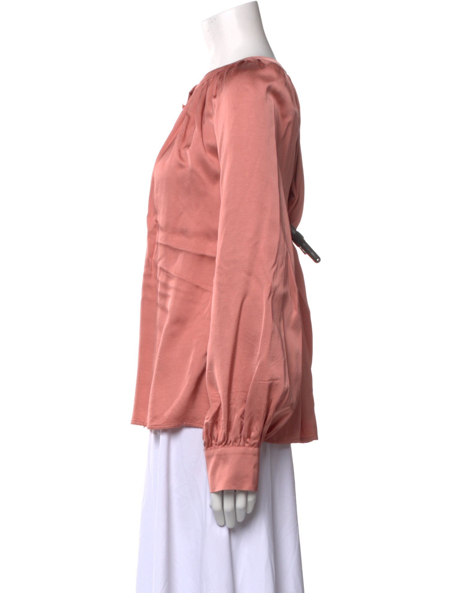 Sézane Crew Neck Long Sleeve Button-Up Top