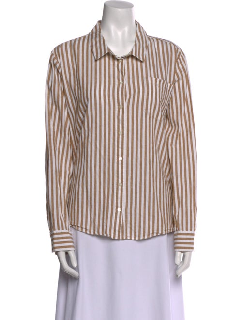 Sézane Striped Long Sleeve Button-Up Top