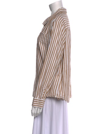 Sézane Striped Long Sleeve Button-Up Top