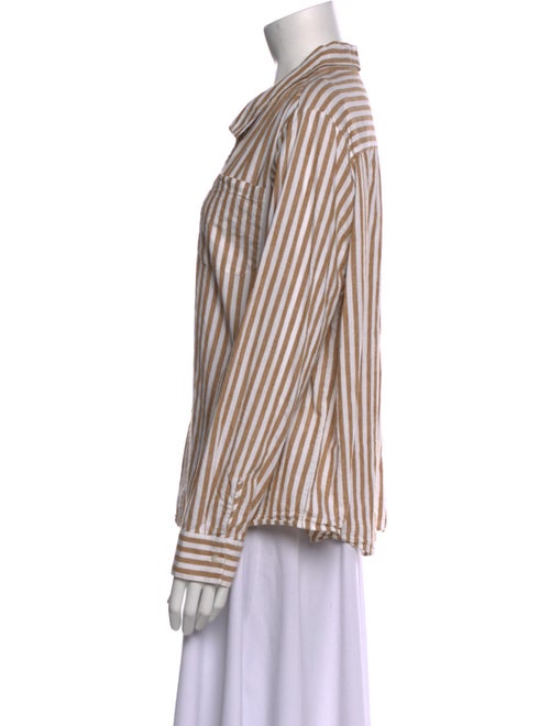Sézane Striped Long Sleeve Button-Up Top