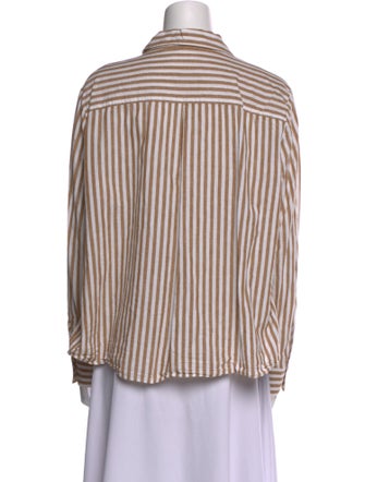 Sézane Striped Long Sleeve Button-Up Top