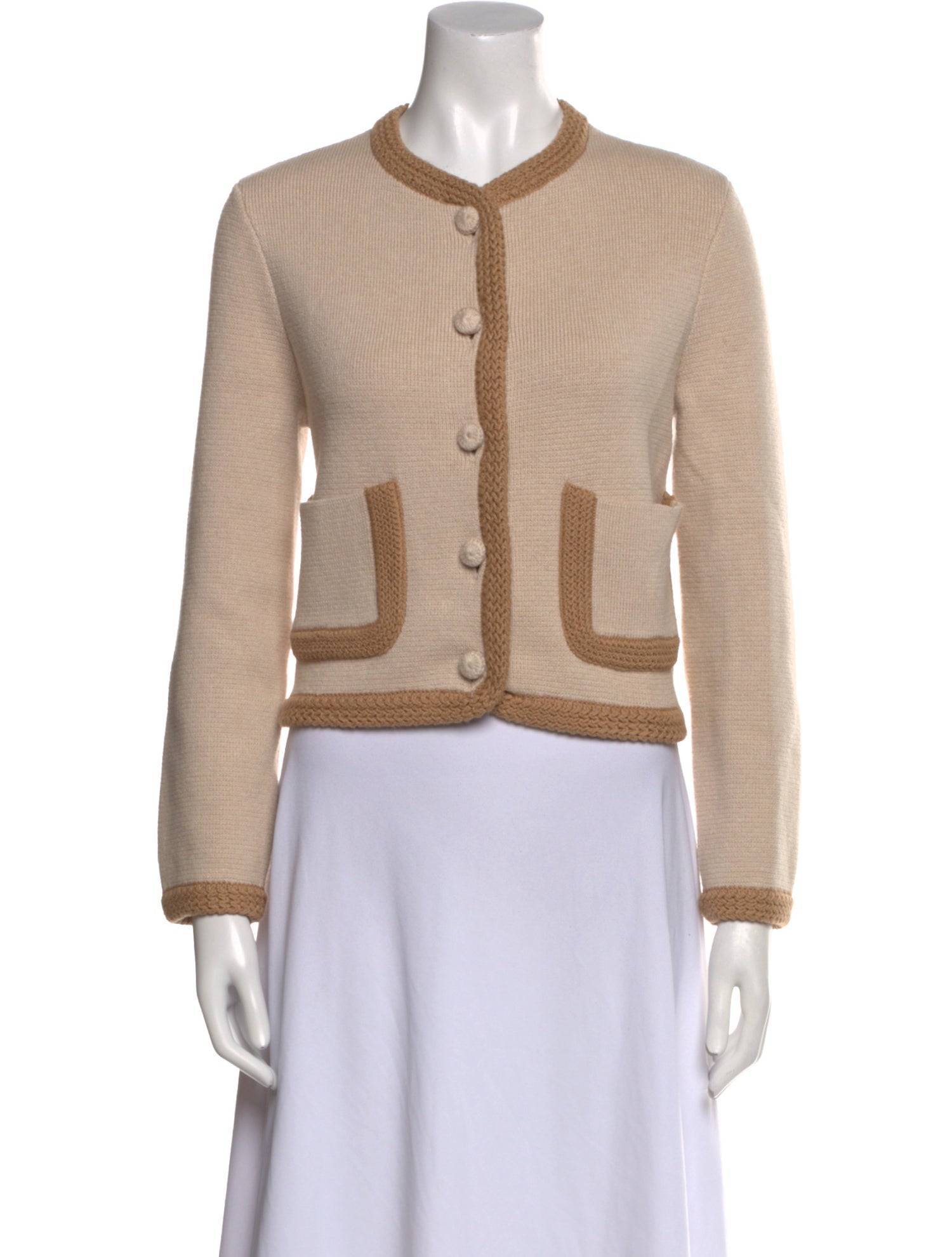 Sézane Colorblock Pattern Crew Neck Sweater