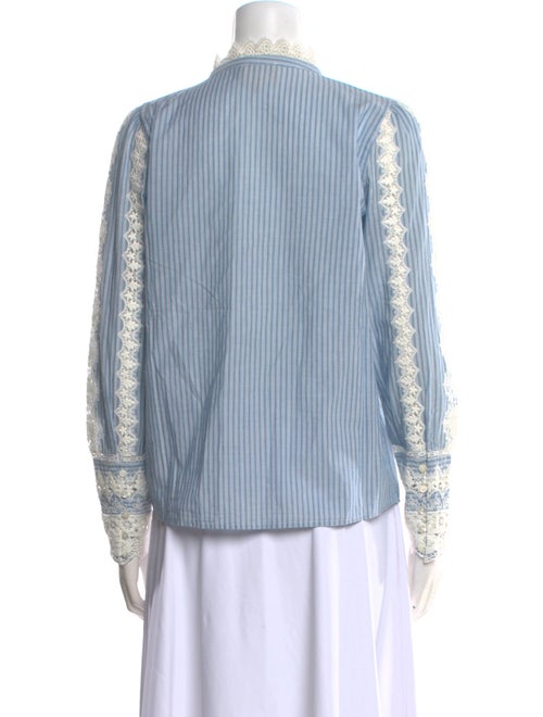 Sézane Striped Mock Neck Button-Up Top