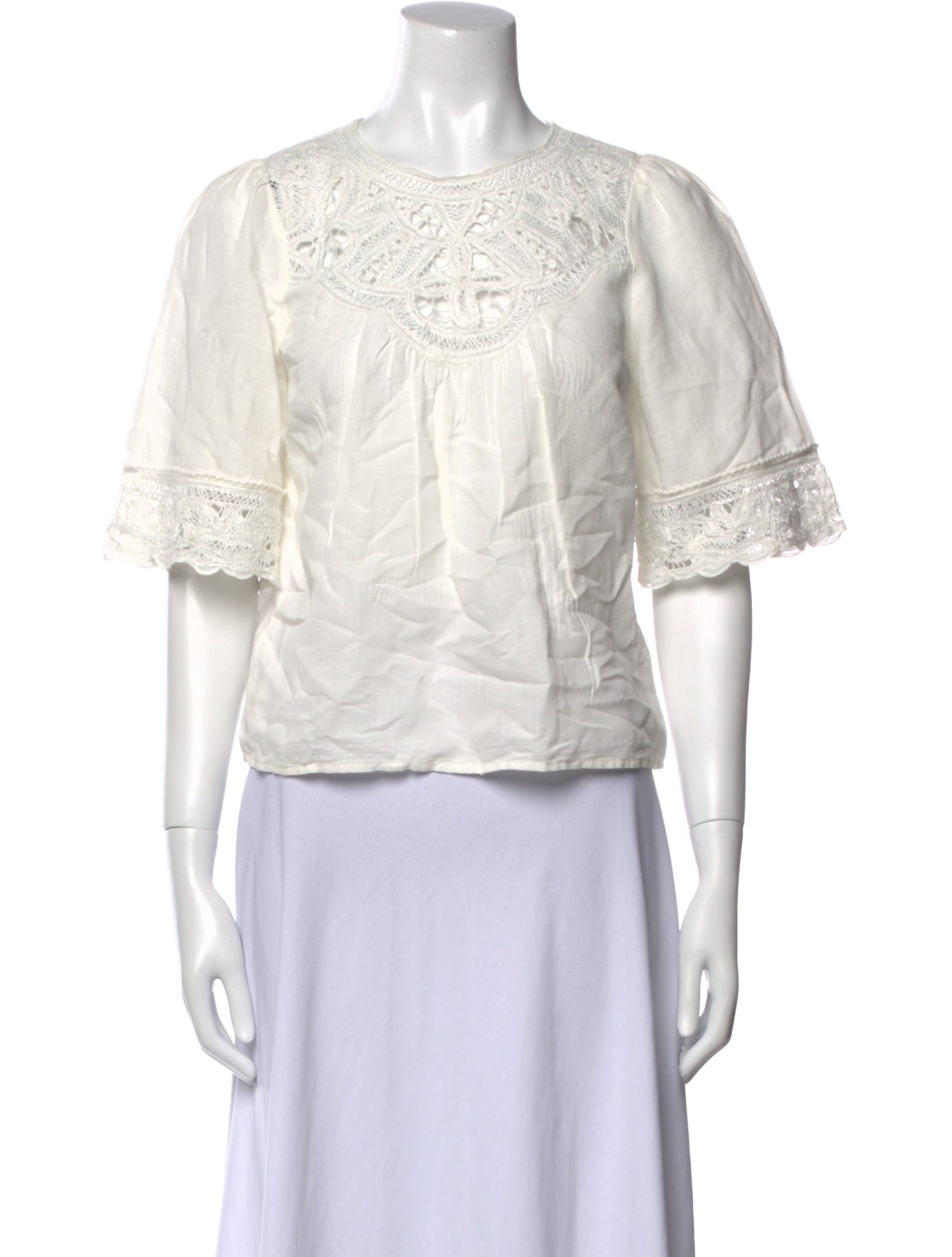 Sézane Crew Neck Short Sleeve Crop Top