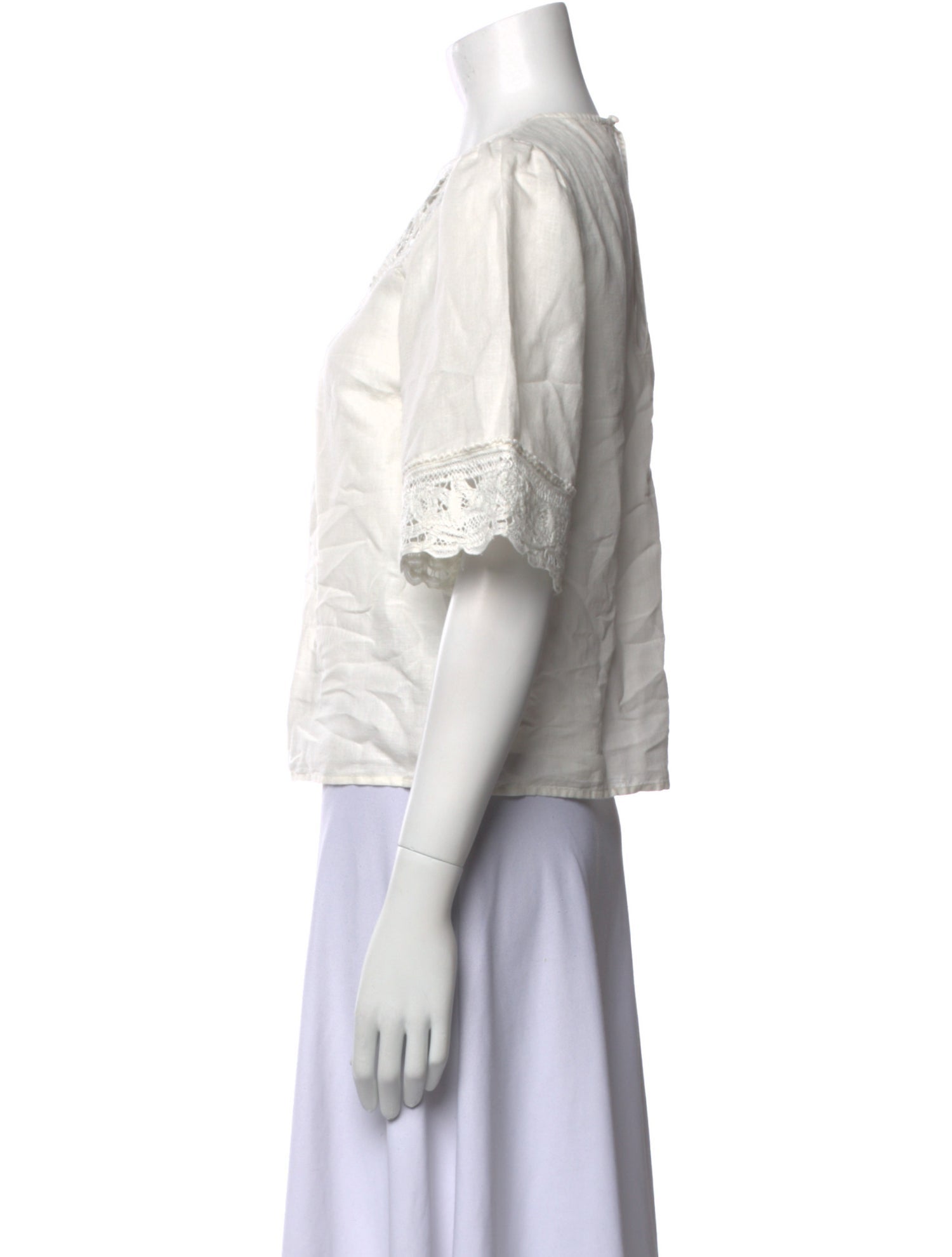 Sézane Crew Neck Short Sleeve Crop Top