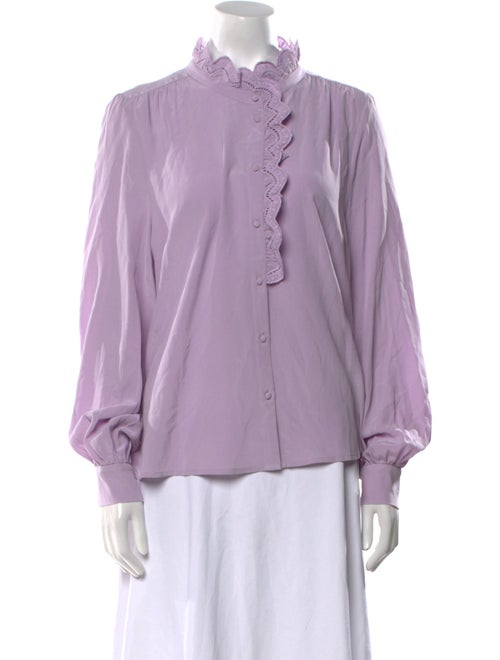 Sézane Silk Mock Neck Blouse