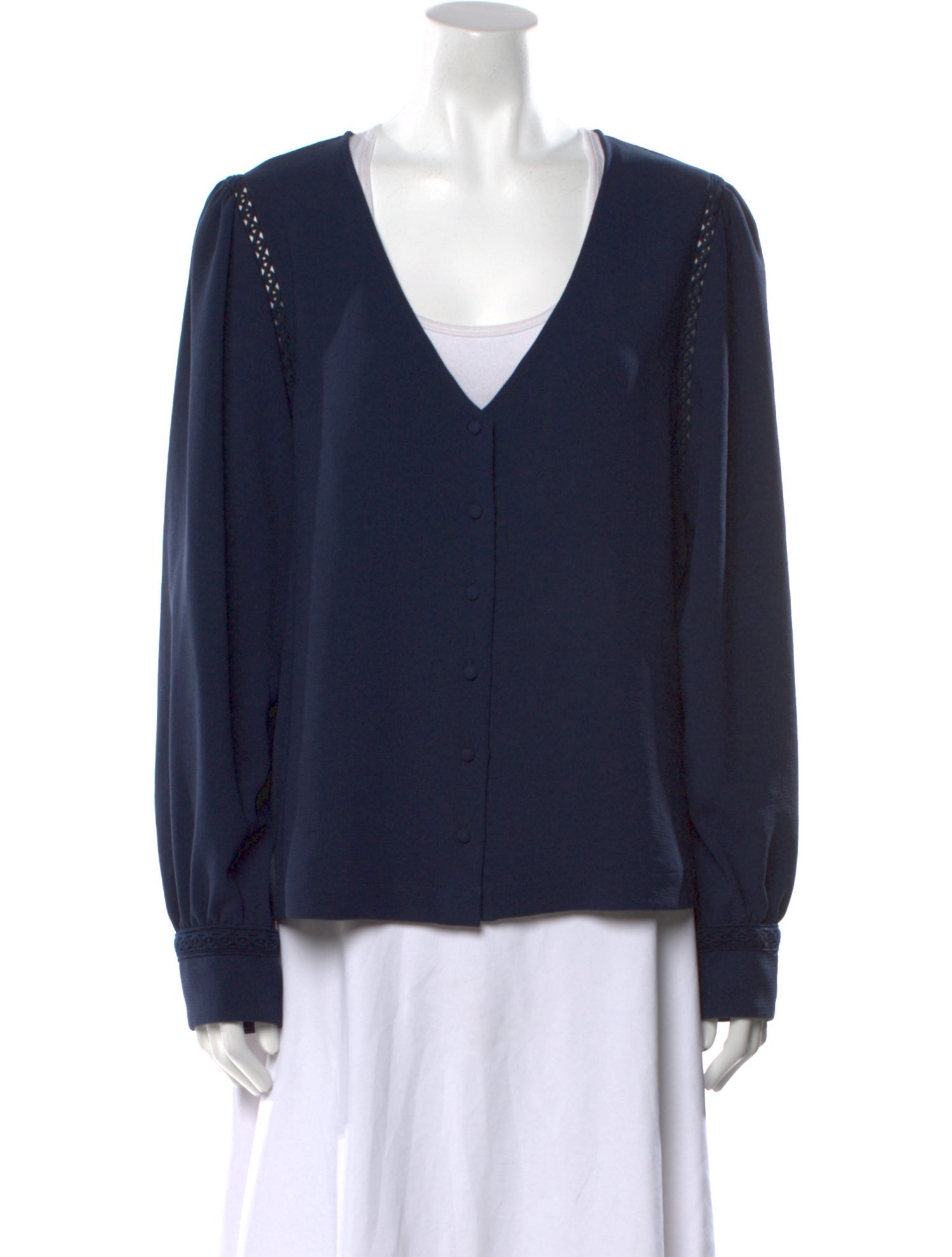 Sézane V-Neck Long Sleeve Blouse