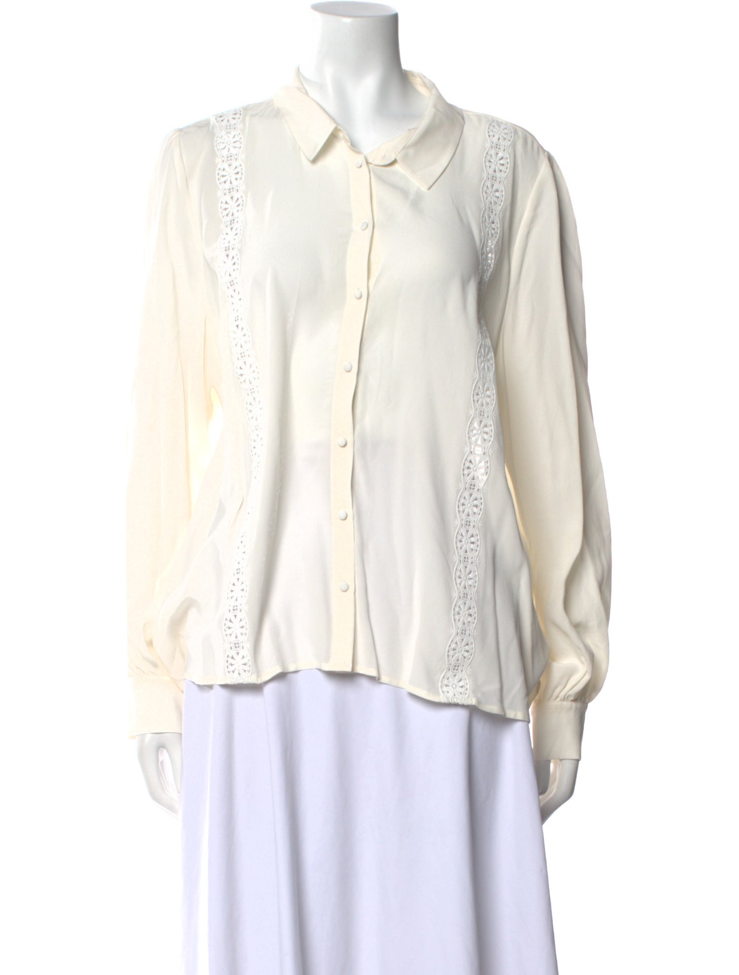 Sézane Silk Long Sleeve Button-Up Top