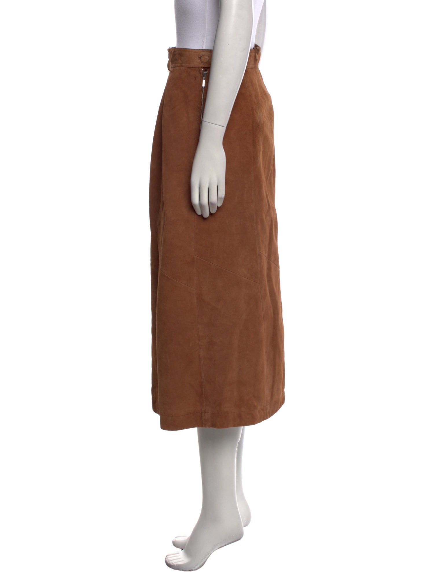 Sézane Goat Leather Midi Length Skirt