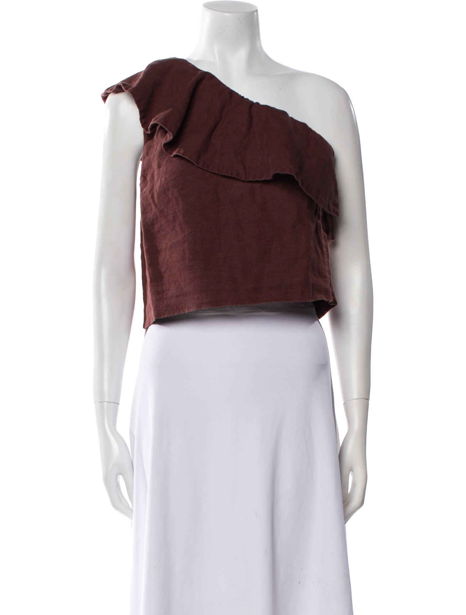 Sézane Silk One-Shoulder Crop Top