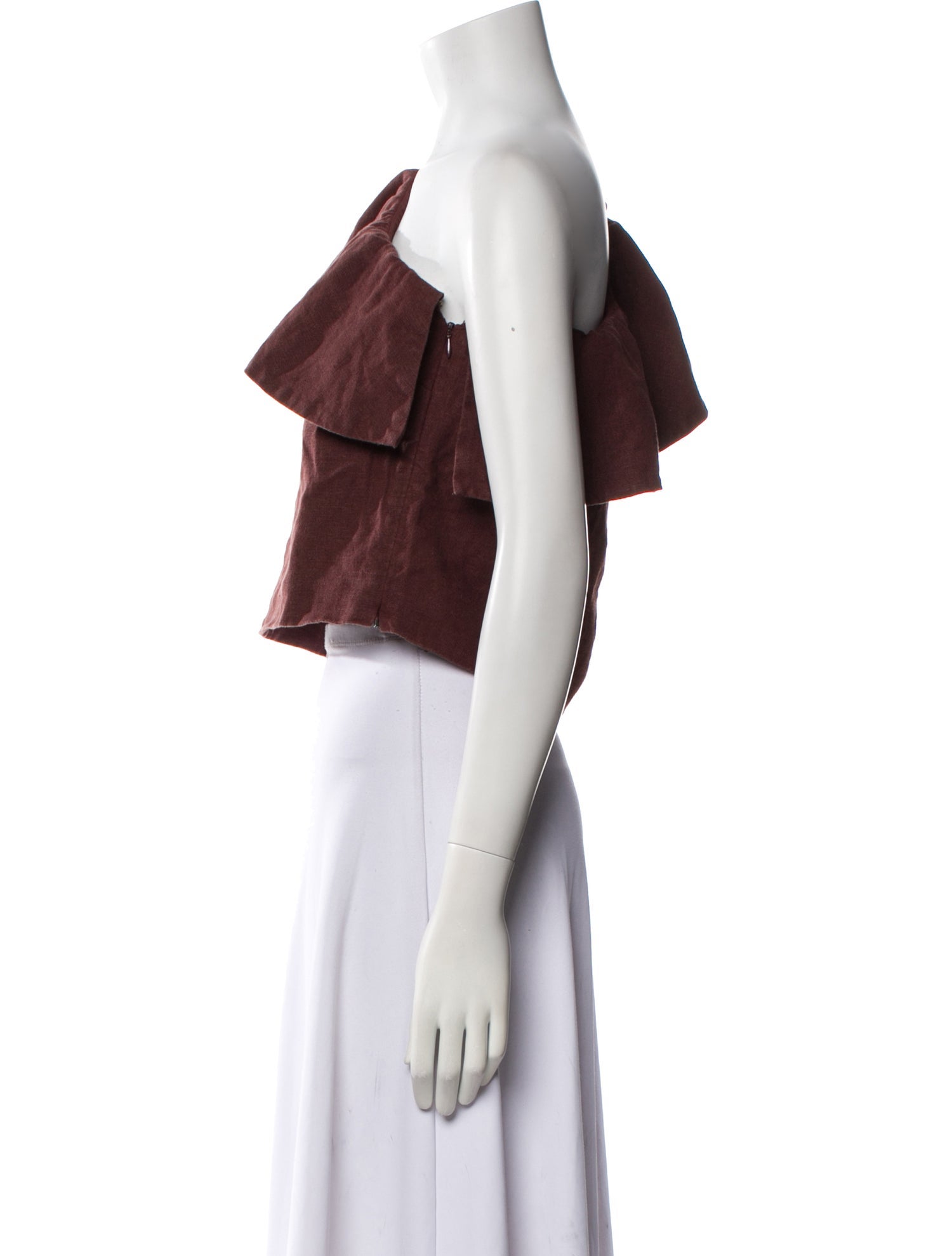 Sézane Silk One-Shoulder Crop Top