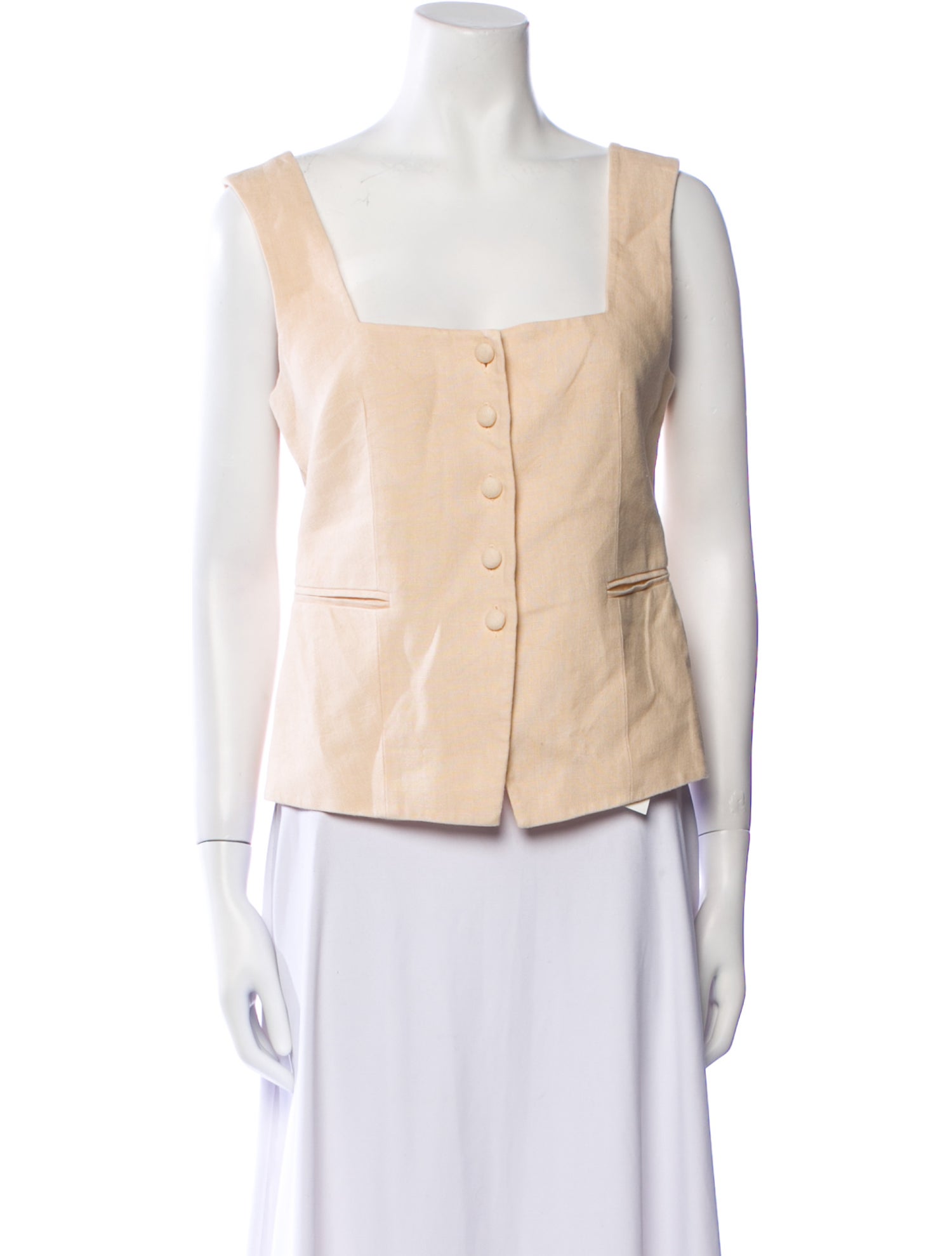 Sézane Linen Square Neckline Crop Top